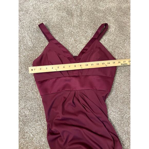 White By Vera Wang Gown Dress wide Strap Wine SZ 10 maxi bridesmaid umpire waist - Picture 6 of 8